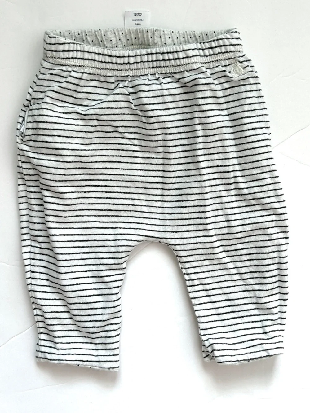 Baby Gap Reversible Pants Light Gray Polka Dots Stripes Size 0-3M Gender Neutral